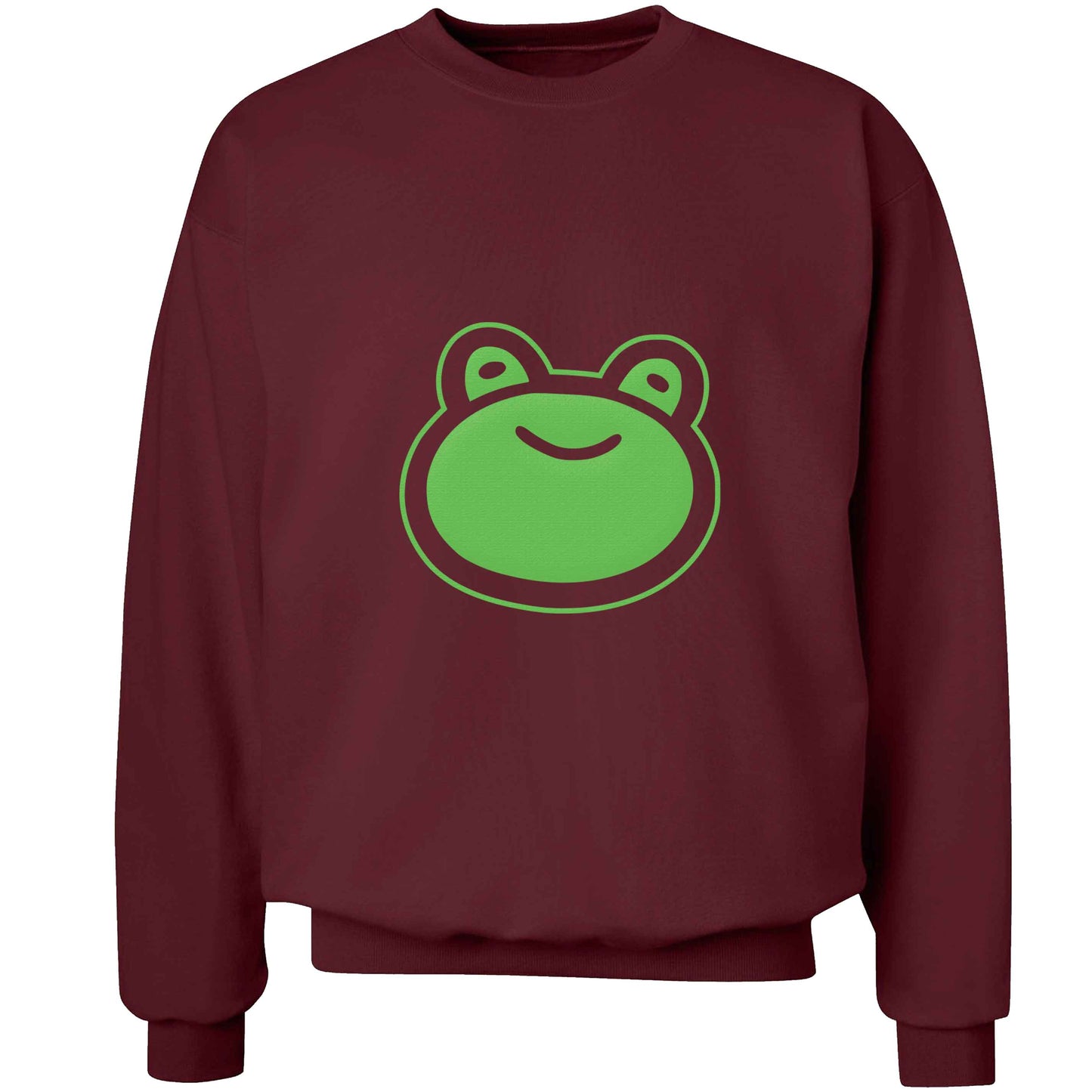 Frog face illustration adult's unisex maroon sweater 2XL