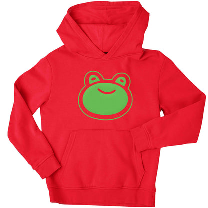 Frog face illustration children's red hoodie 12-13 Years