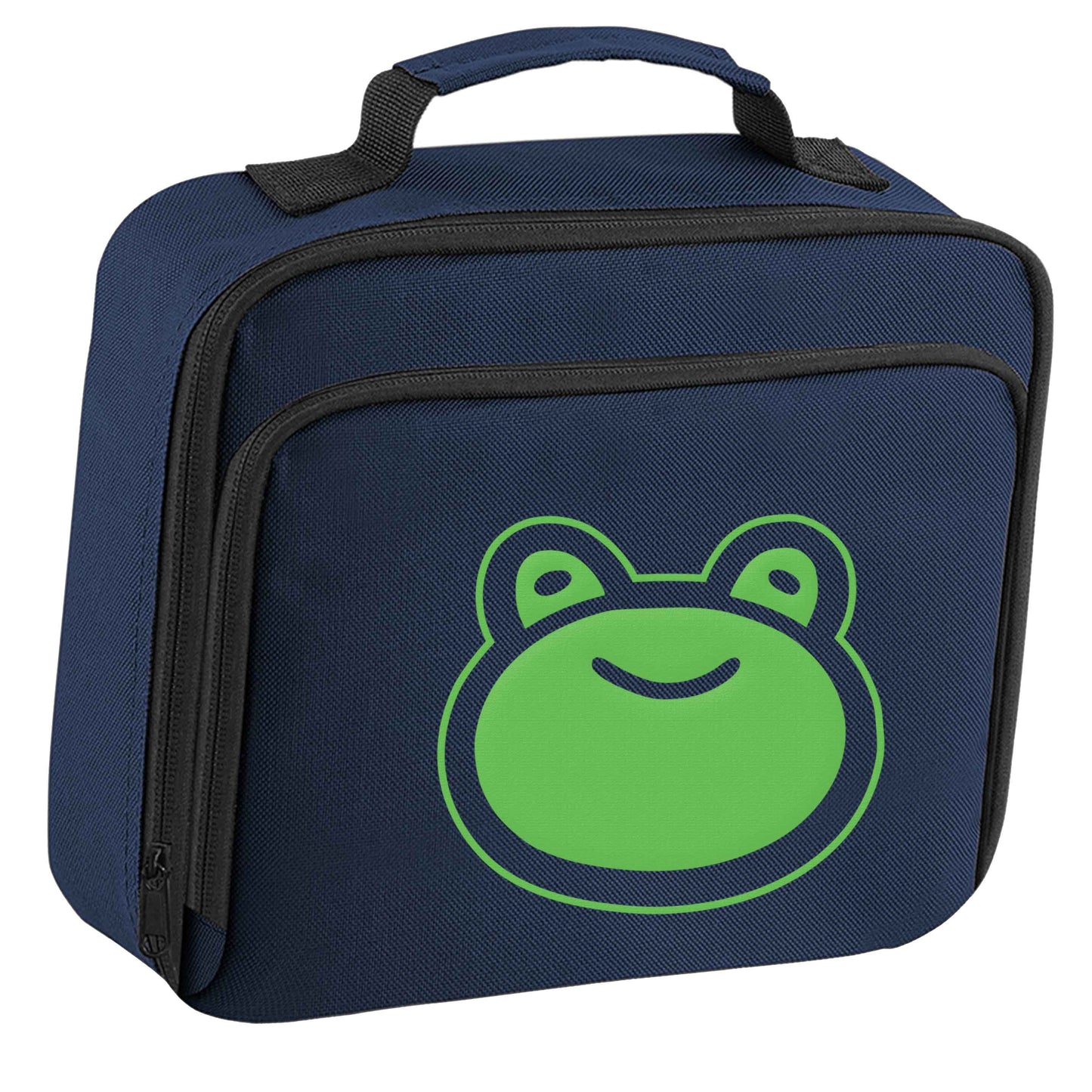 Frog face illustration insulated navy lunch bag cooler