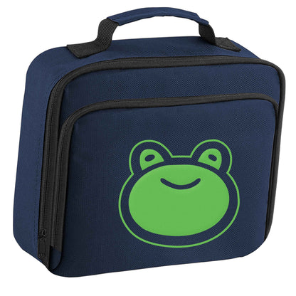 Frog face illustration insulated navy lunch bag cooler