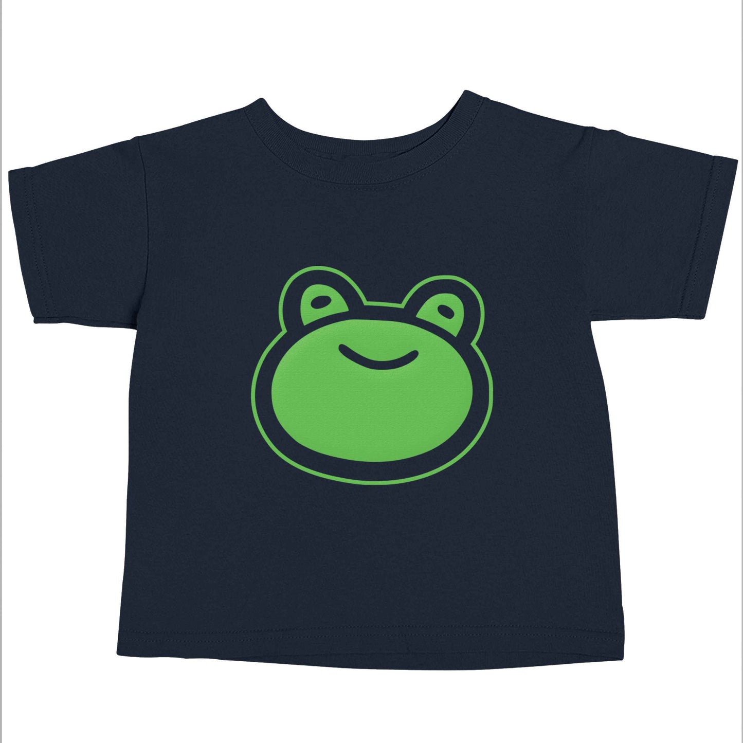 Frog face illustration navy baby toddler Tshirt 2 Years