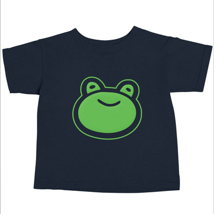 Frog face illustration navy baby toddler Tshirt 2 Years