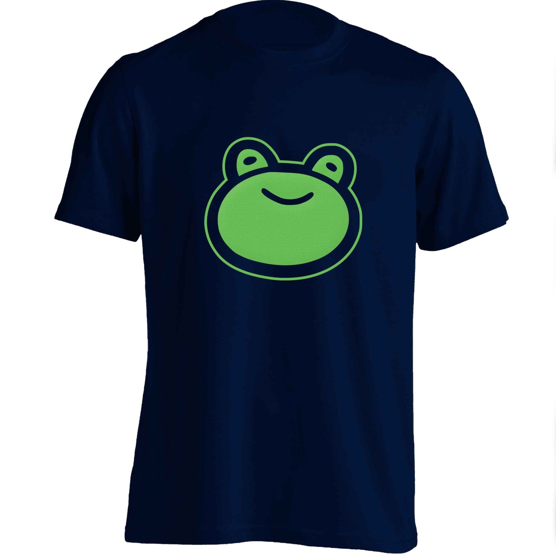 Frog face illustration adults unisex navy Tshirt 2XL