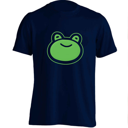 Frog face illustration adults unisex navy Tshirt 2XL
