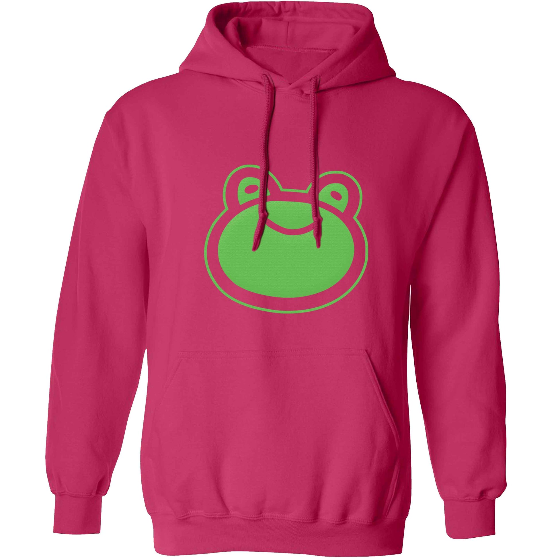 Frog face illustration adults unisex pink hoodie 2XL