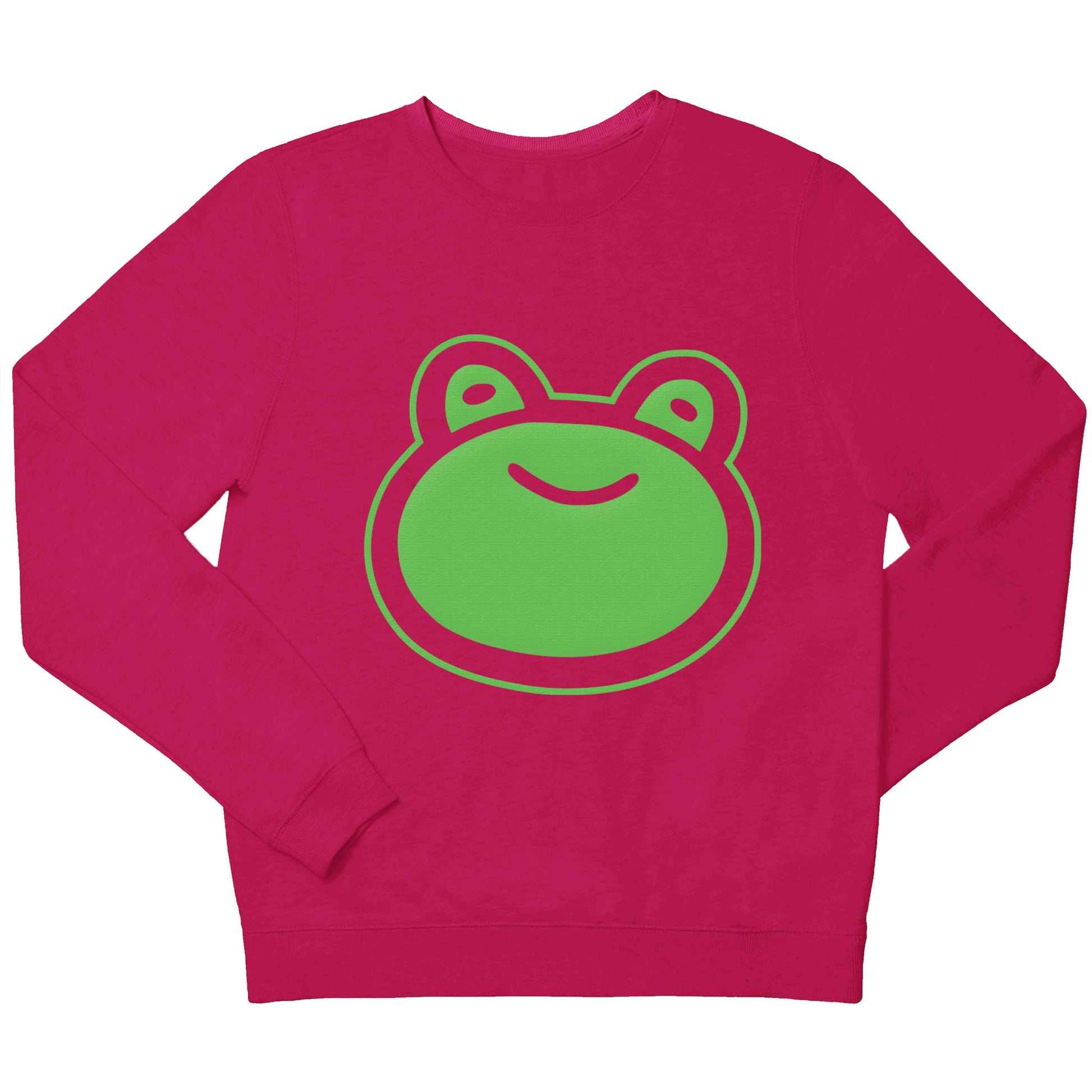 Frog face illustration children's pink sweater 12-13 Years