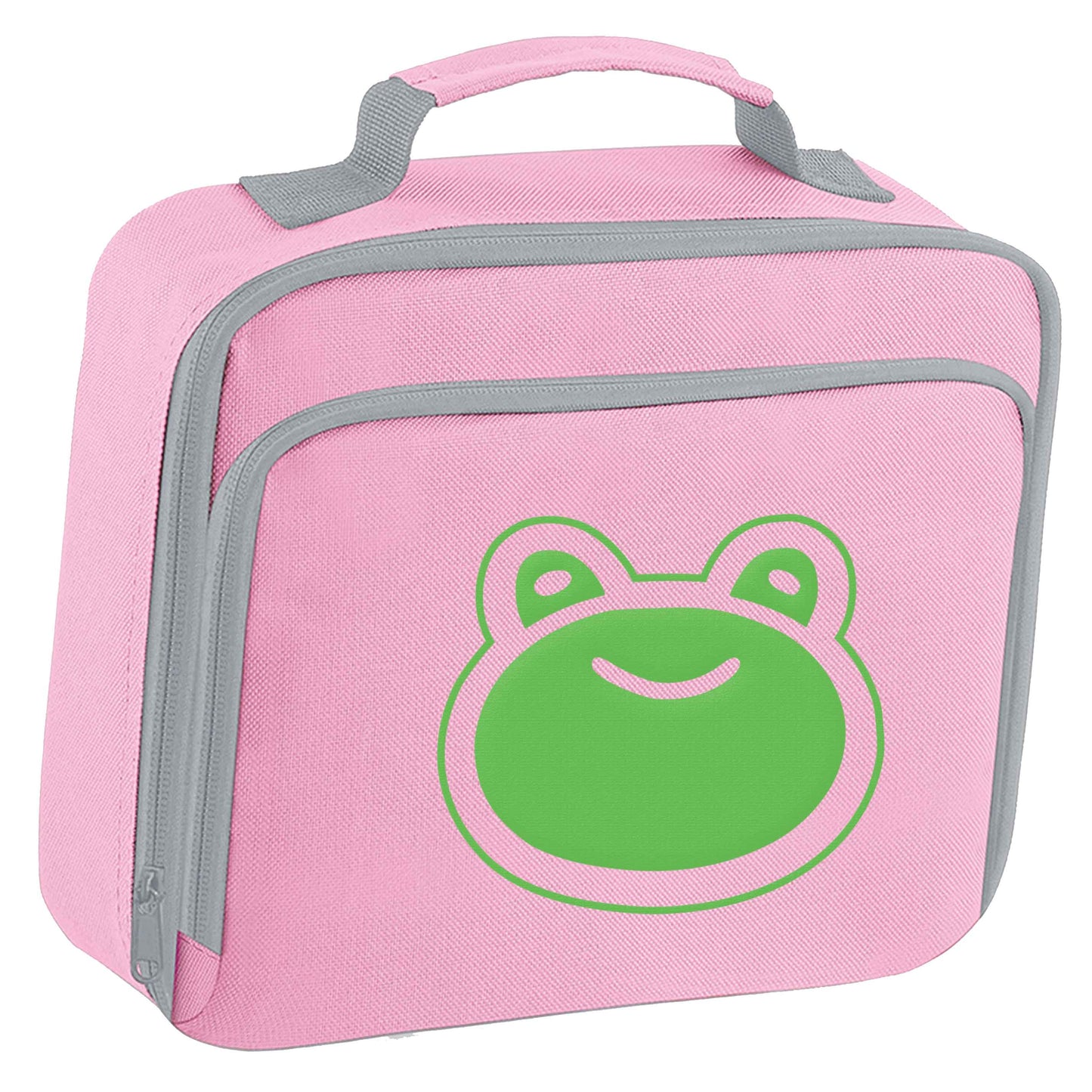 Frog face illustration insulated pink lunch bag cooler