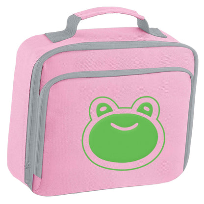 Frog face illustration insulated pink lunch bag cooler