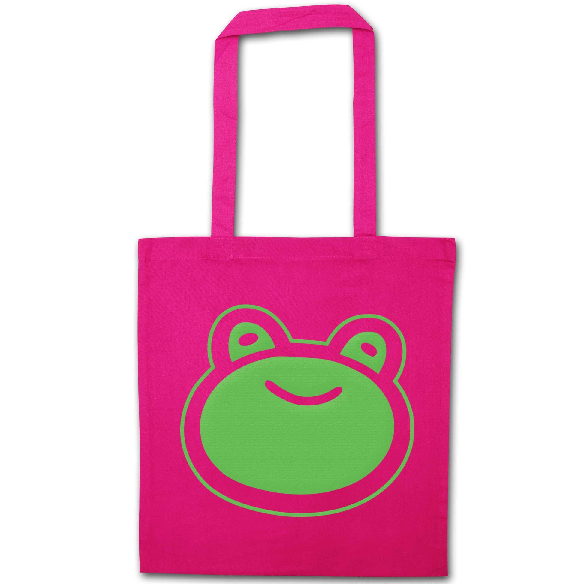 Frog face illustration pink tote bag