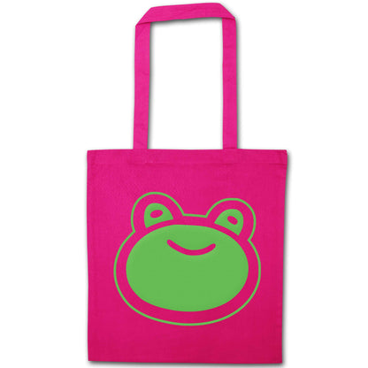Frog face illustration pink tote bag