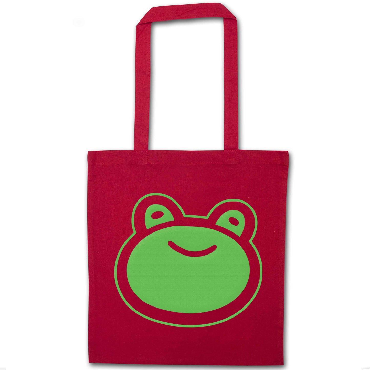 Frog face illustration red tote bag