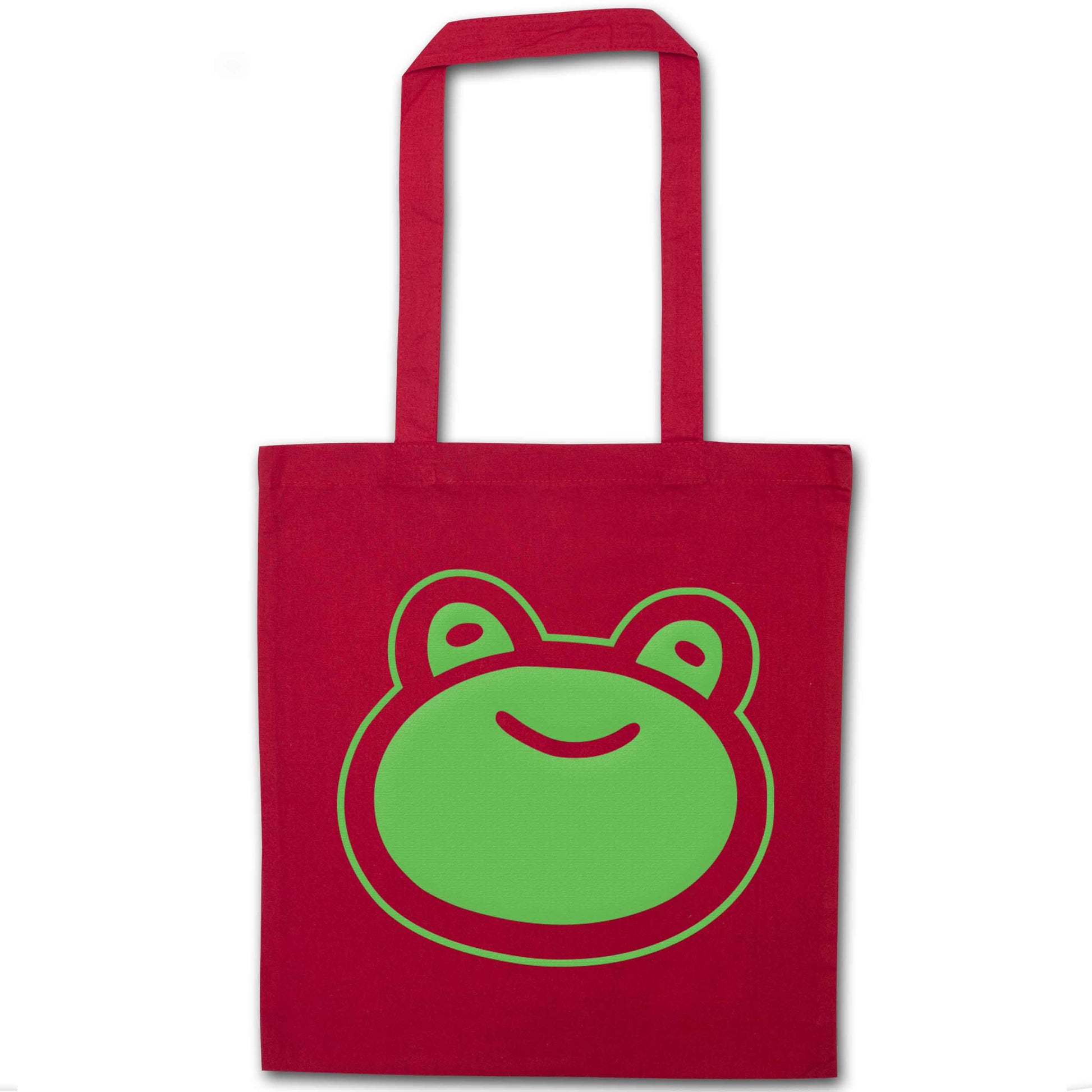 Frog face illustration red tote bag