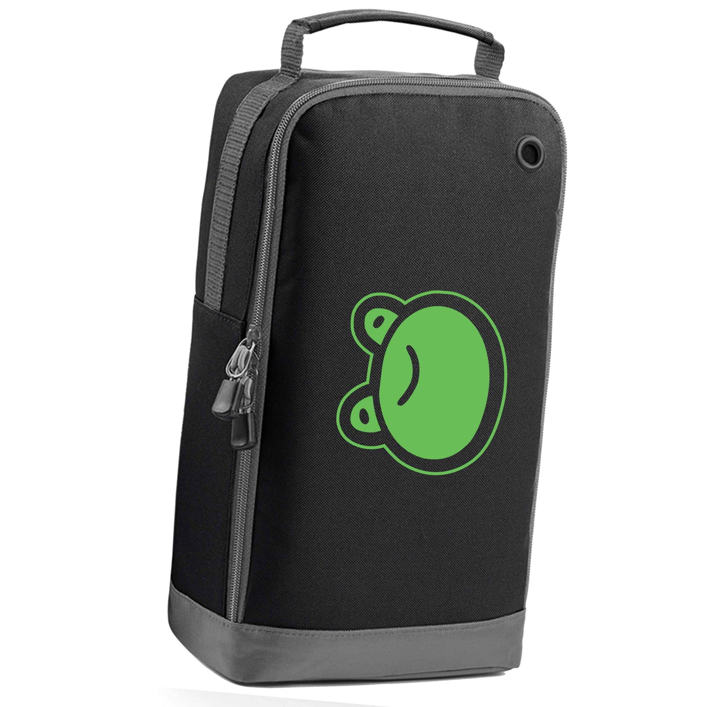 Frog face illustration black sports shoe bag horizontal print