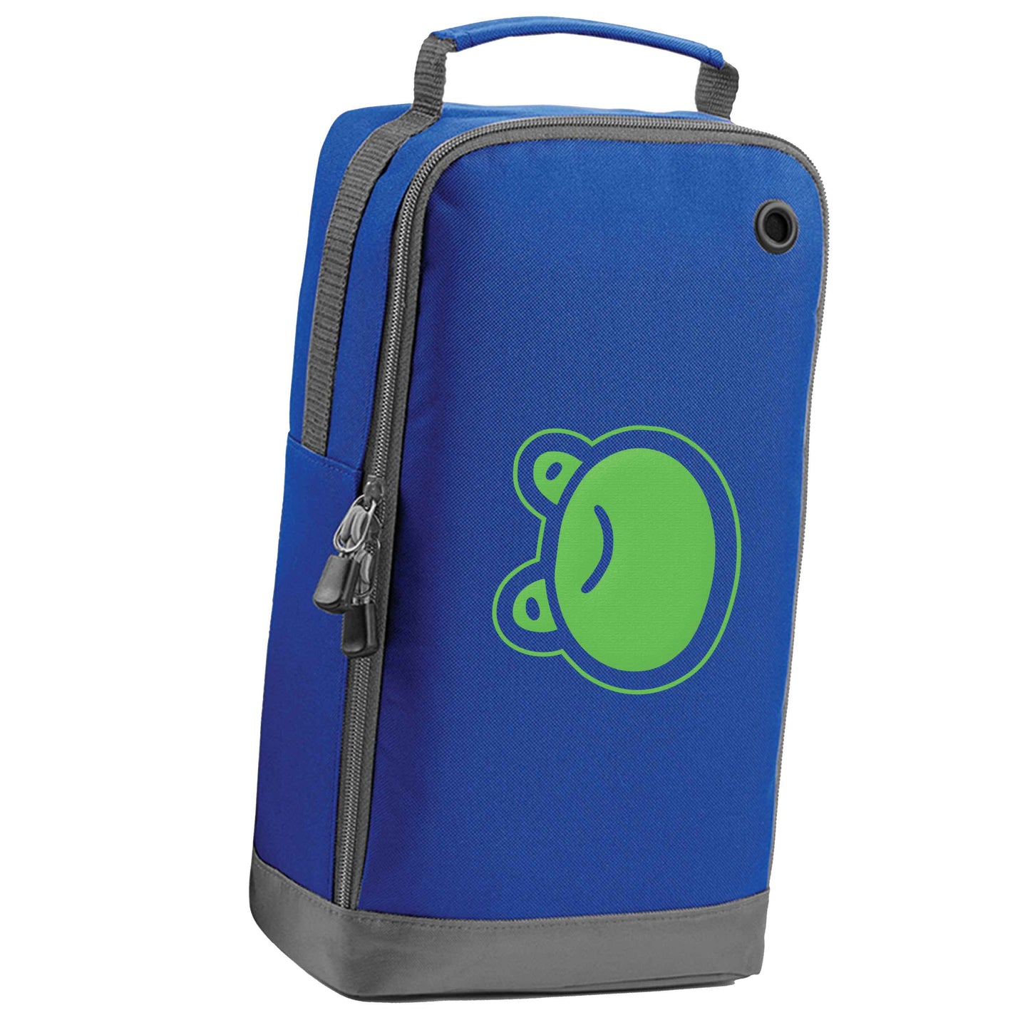Frog face illustration blue sports shoe bag horizontal print