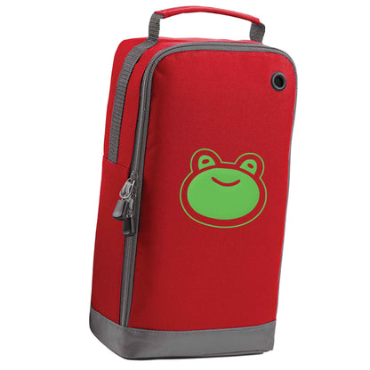 Frog face illustration red sports shoe bag horizontal print