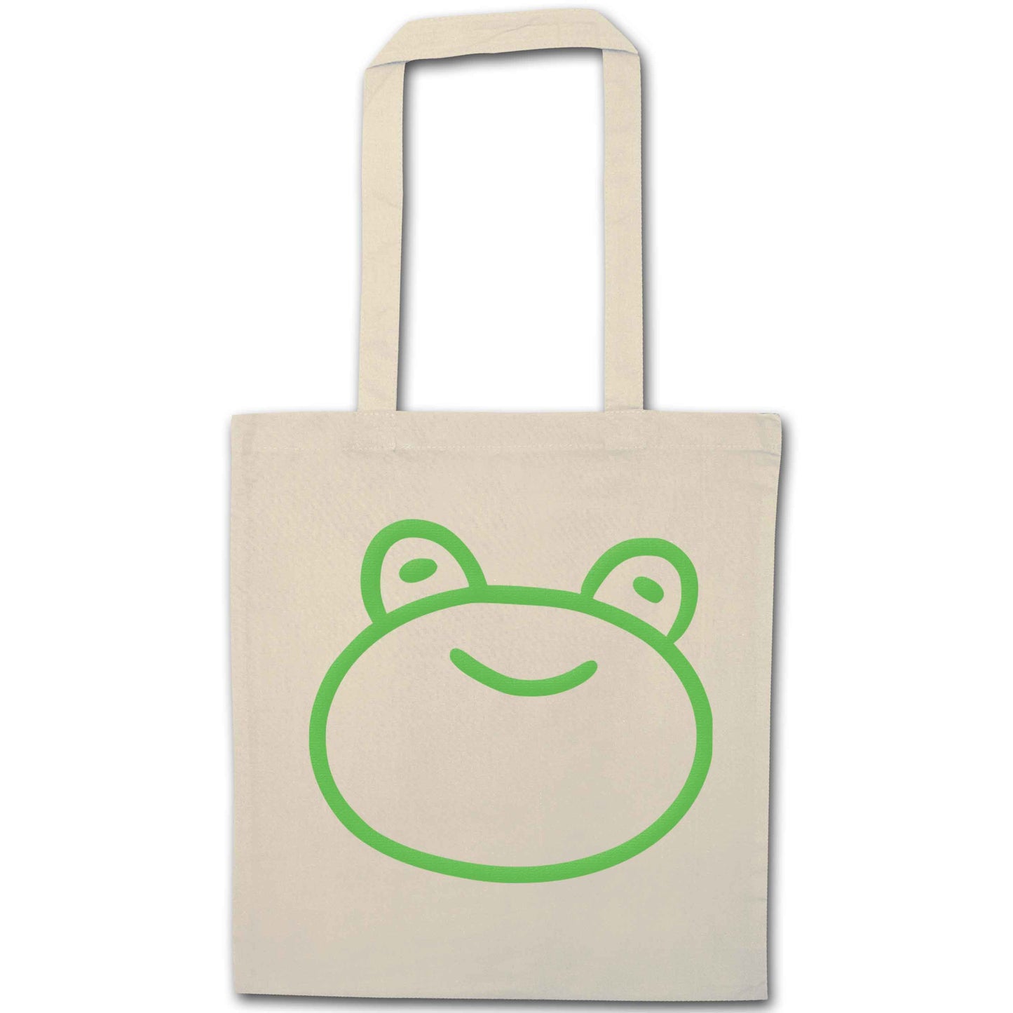 Frog face illustration natural tote bag