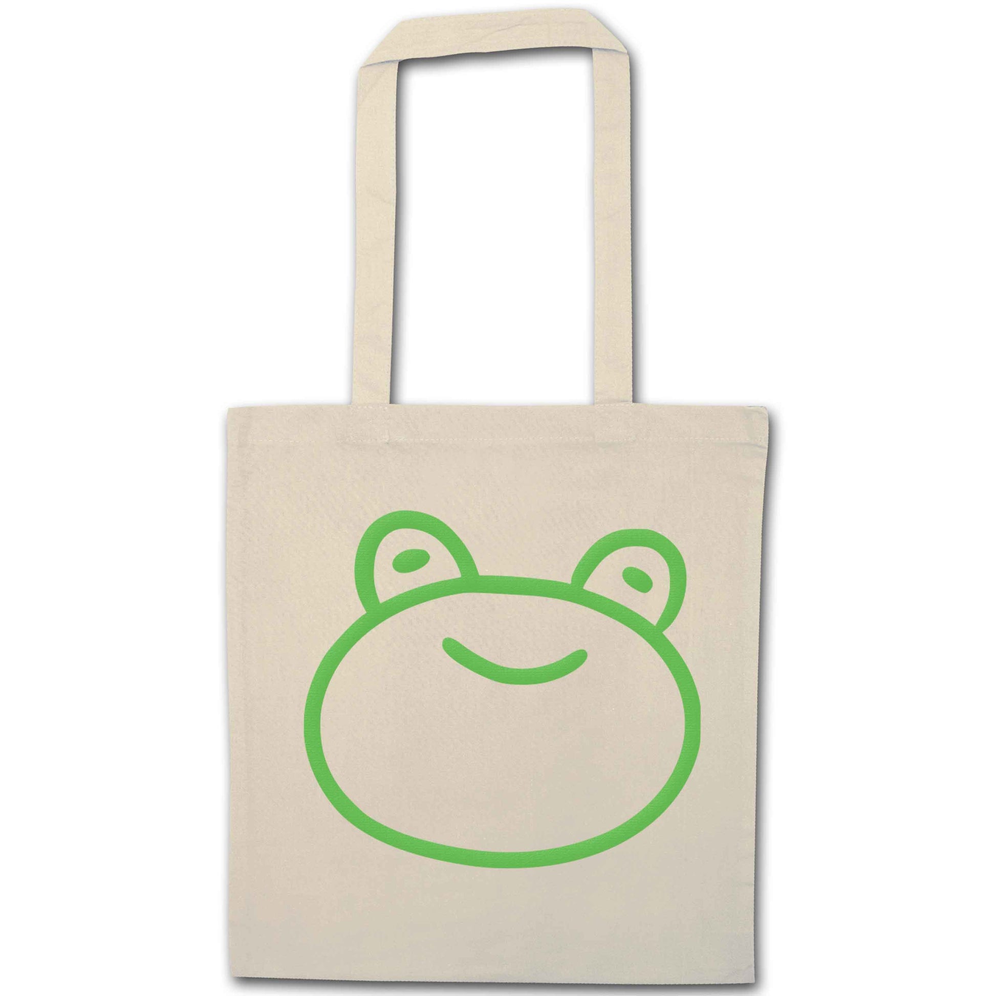 Frog face illustration natural tote bag