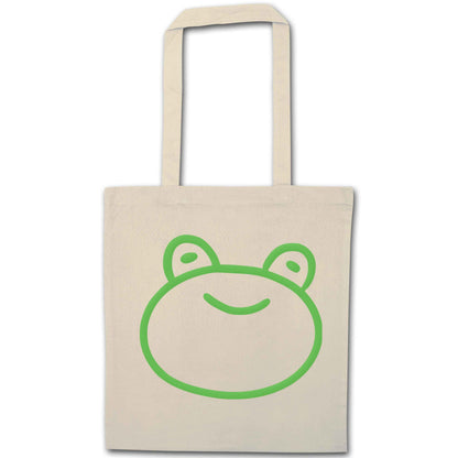 Frog face illustration natural tote bag