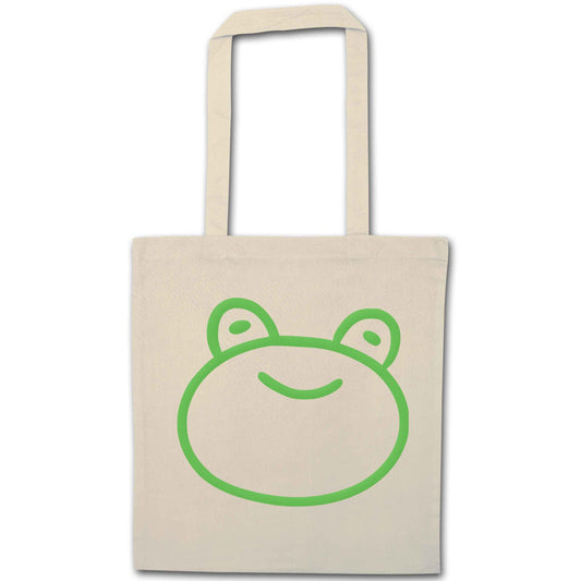 Frog face illustration natural tote bag