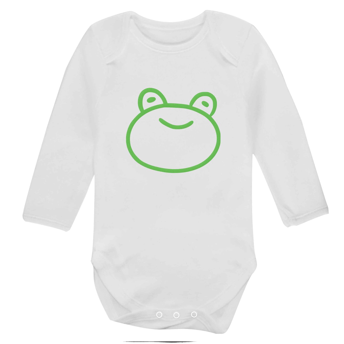 Frog face illustration baby vest long sleeved white 6-12 months