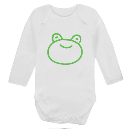 Frog face illustration baby vest long sleeved white 6-12 months