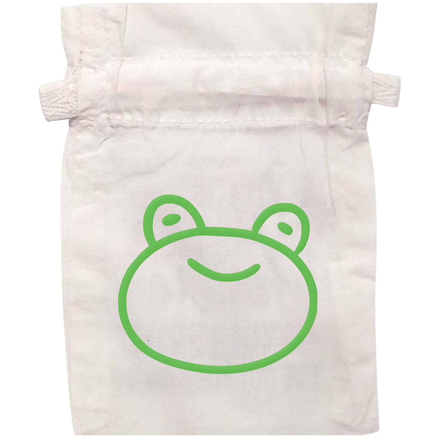 Frog face illustration | XS - L | Pouch / Drawstring bag / Sack | Organic Cotton | Bulk discounts available!