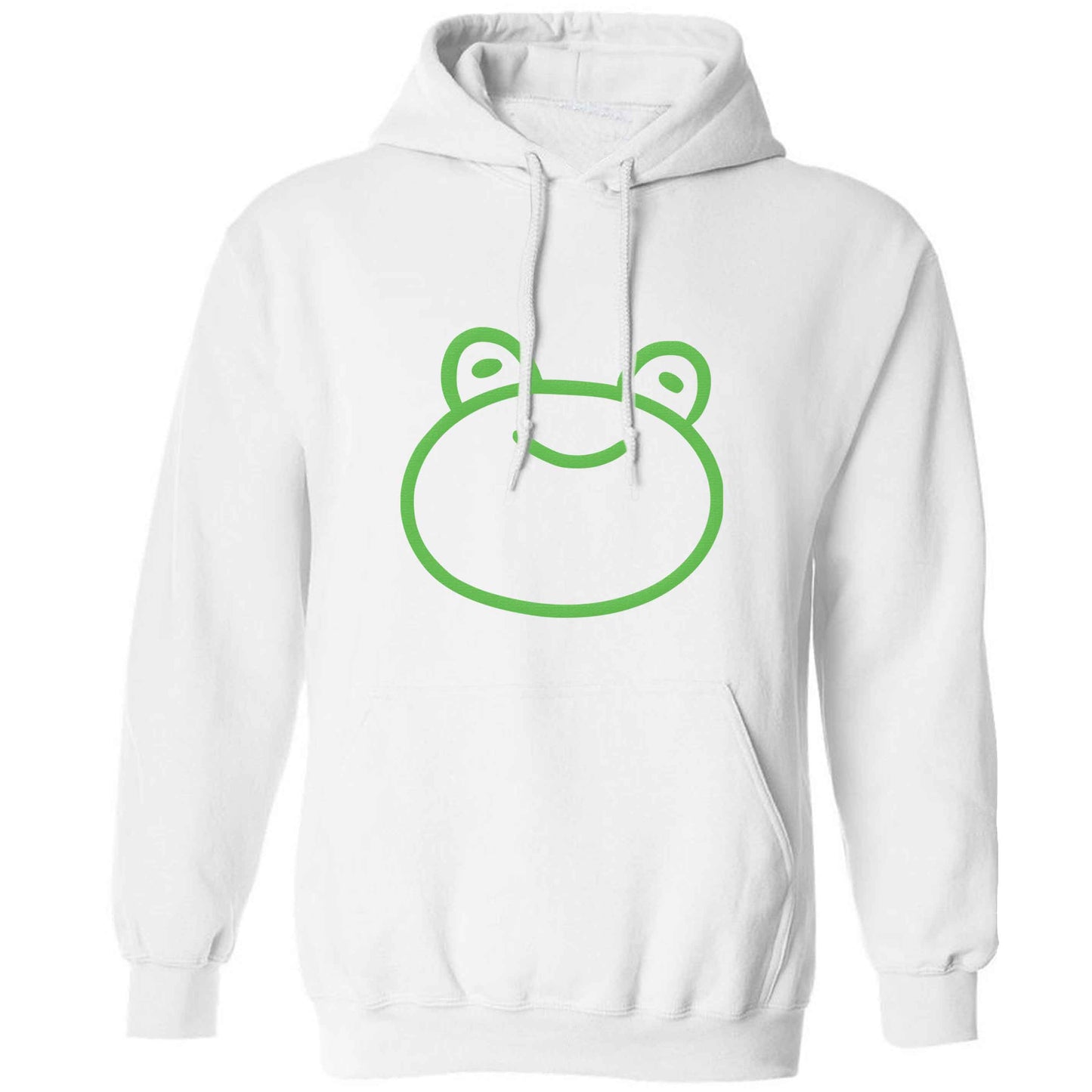 Frog face illustration adults unisex white hoodie 2XL