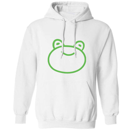 Frog face illustration adults unisex white hoodie 2XL