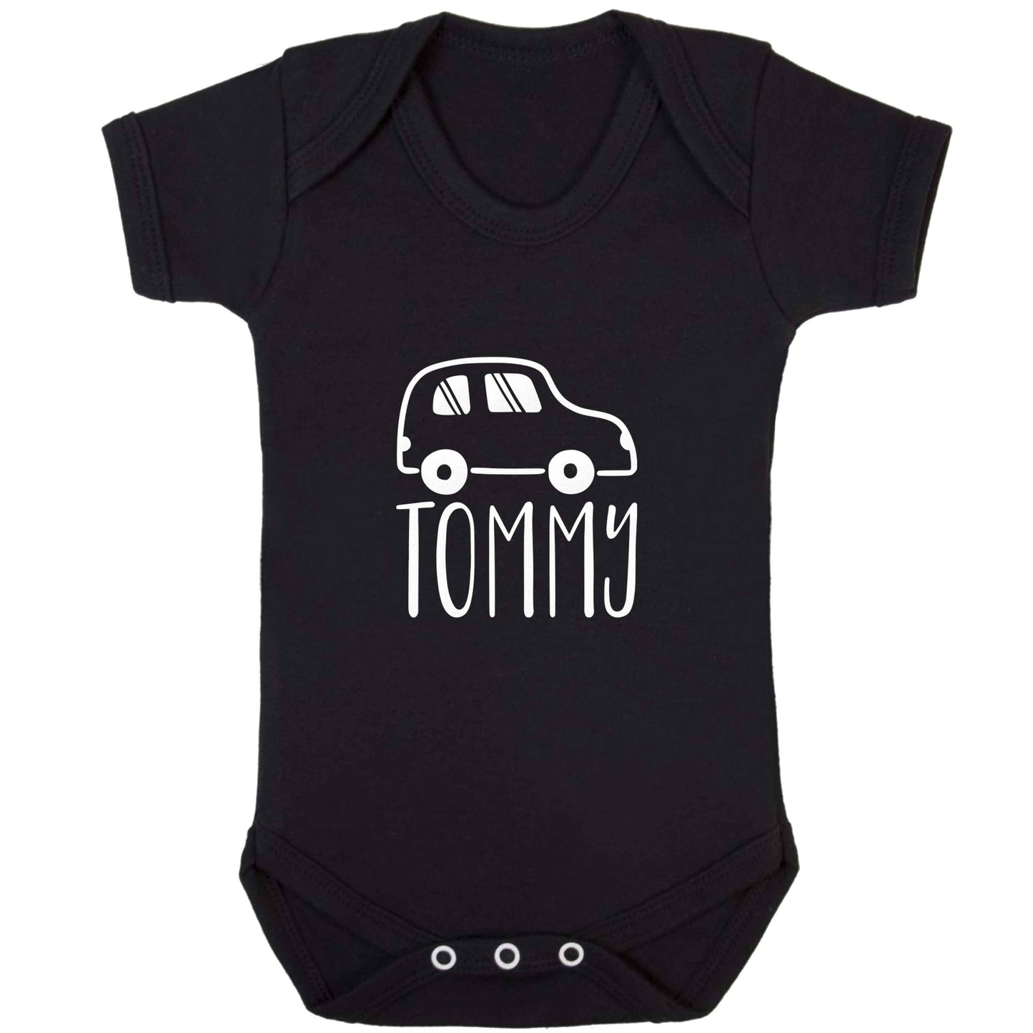Personalised car any name here baby bodysuit black 18-24 months