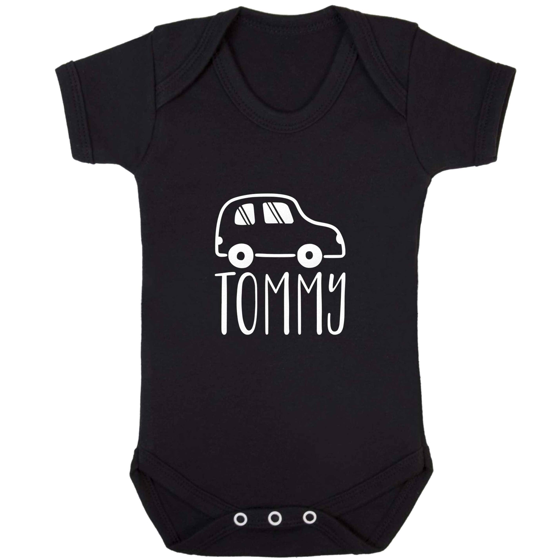 Personalised car any name here baby bodysuit black 18-24 months