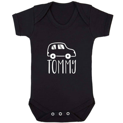 Personalised car any name here baby bodysuit black 18-24 months