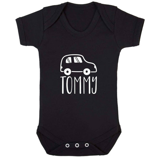 Personalised car any name here baby bodysuit black 18-24 months
