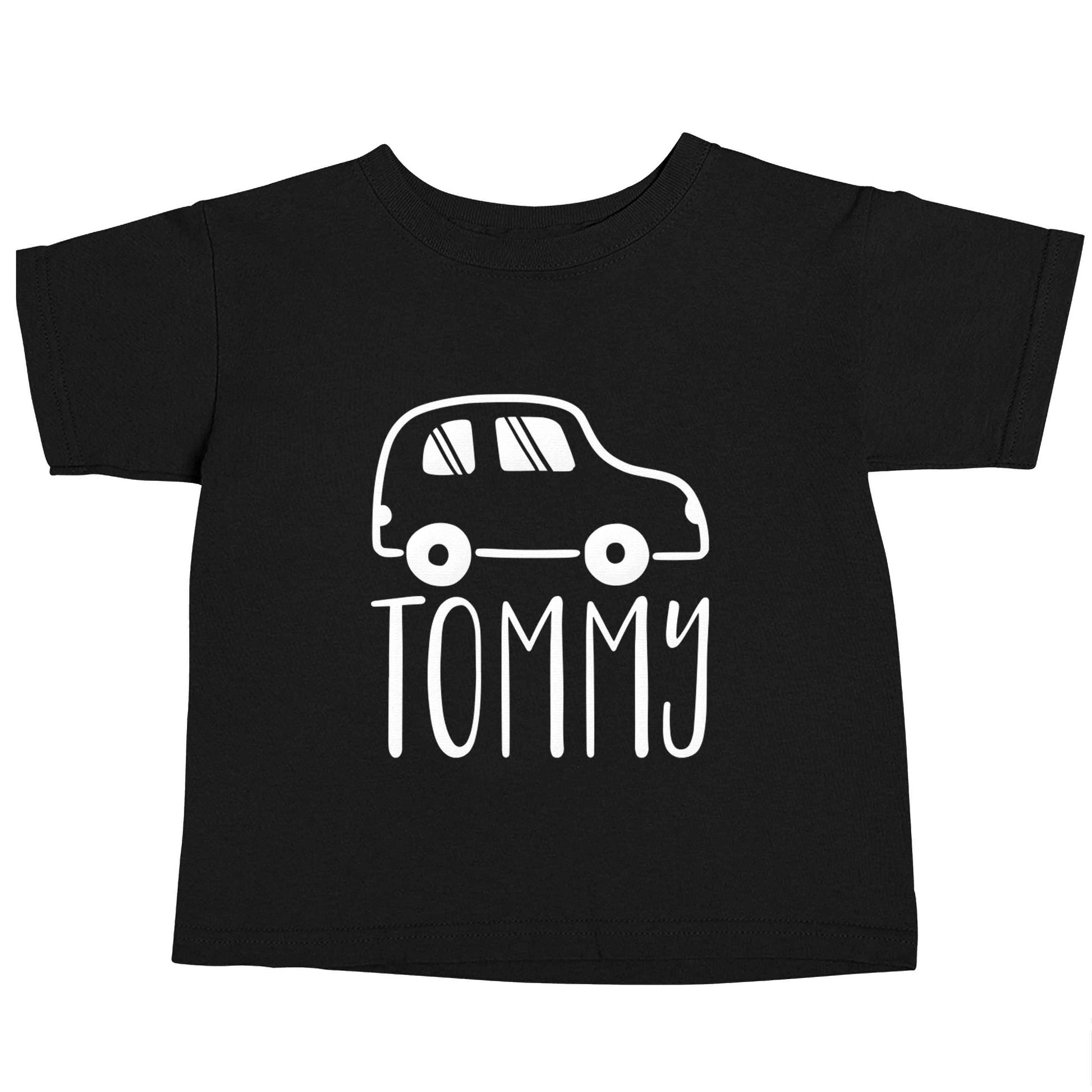Personalised car any name here Black baby toddler Tshirt 2 years