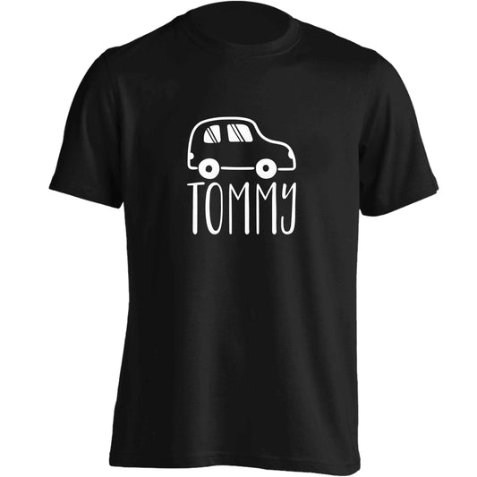 Personalised car any name here adults unisex black Tshirt 2XL