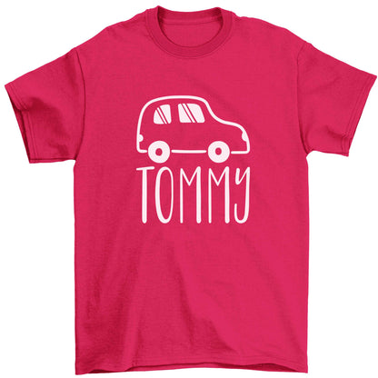 Personalised car any name here Children's pink Tshirt 12-13 Years