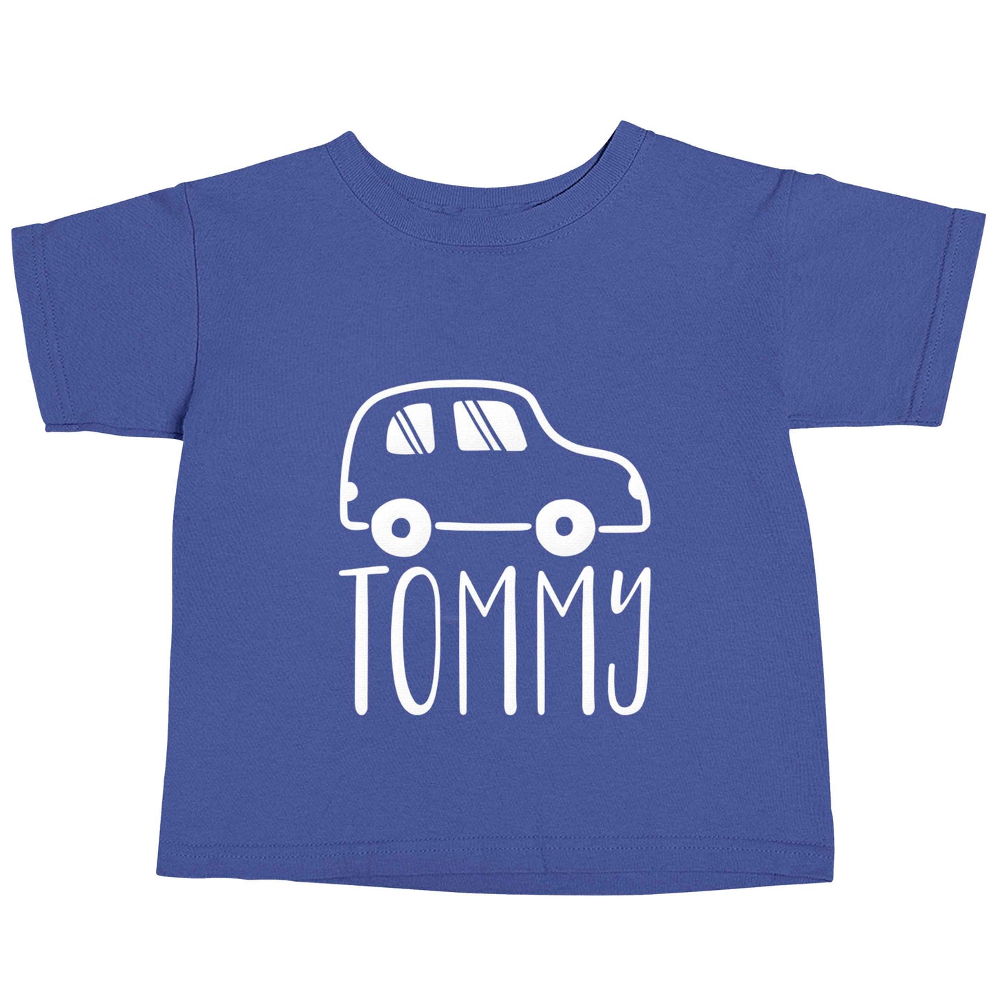 Personalised car any name here blue baby toddler Tshirt 2 Years