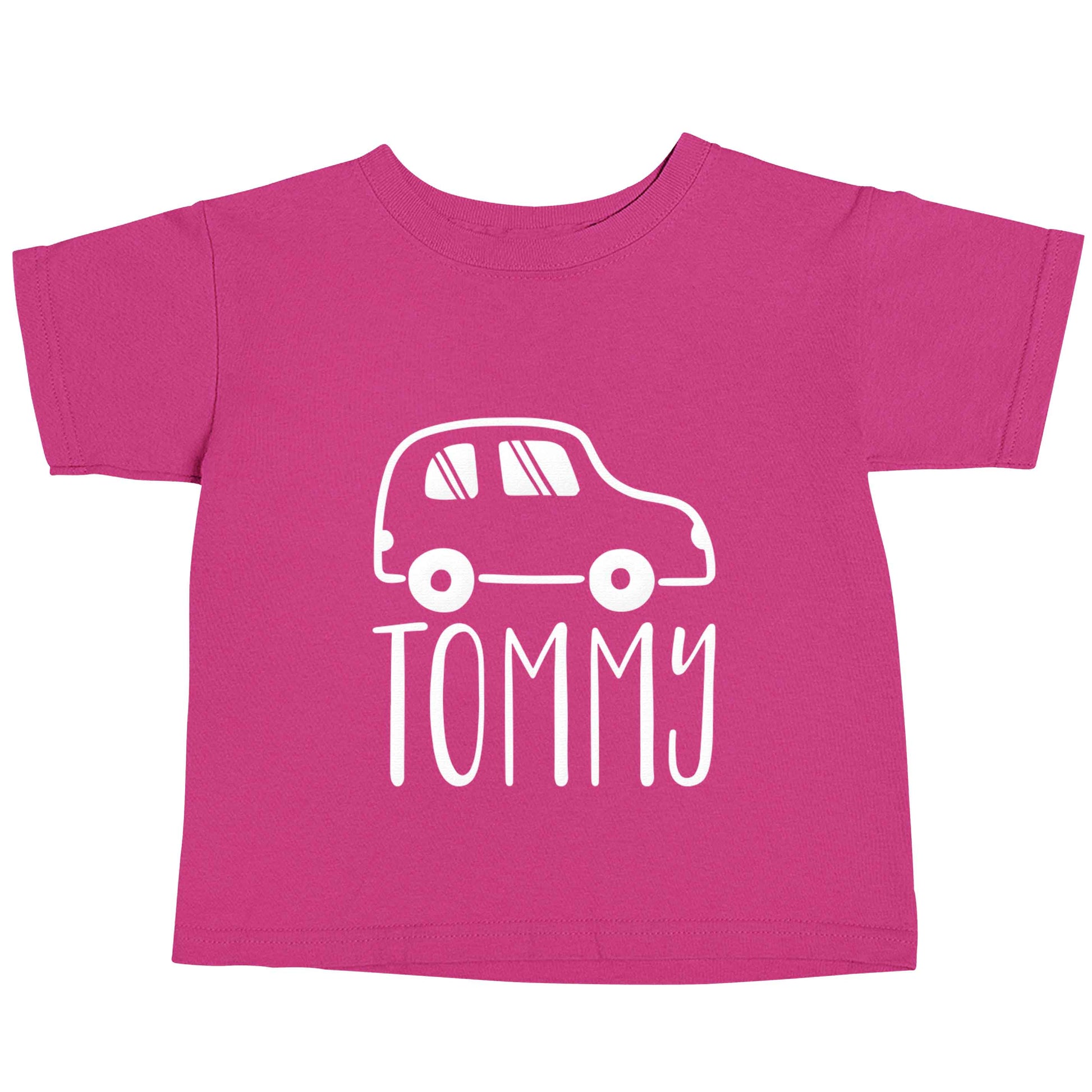 Personalised car any name here pink baby toddler Tshirt 2 Years