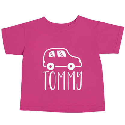 Personalised car any name here pink baby toddler Tshirt 2 Years