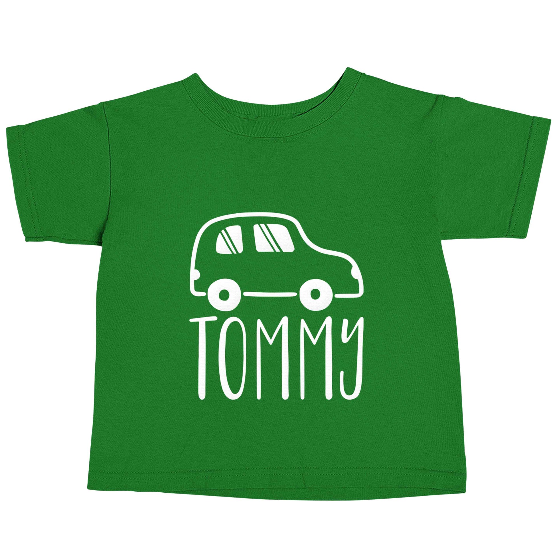 Personalised car any name here green baby toddler Tshirt 2 Years