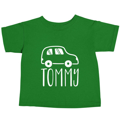 Personalised car any name here green baby toddler Tshirt 2 Years
