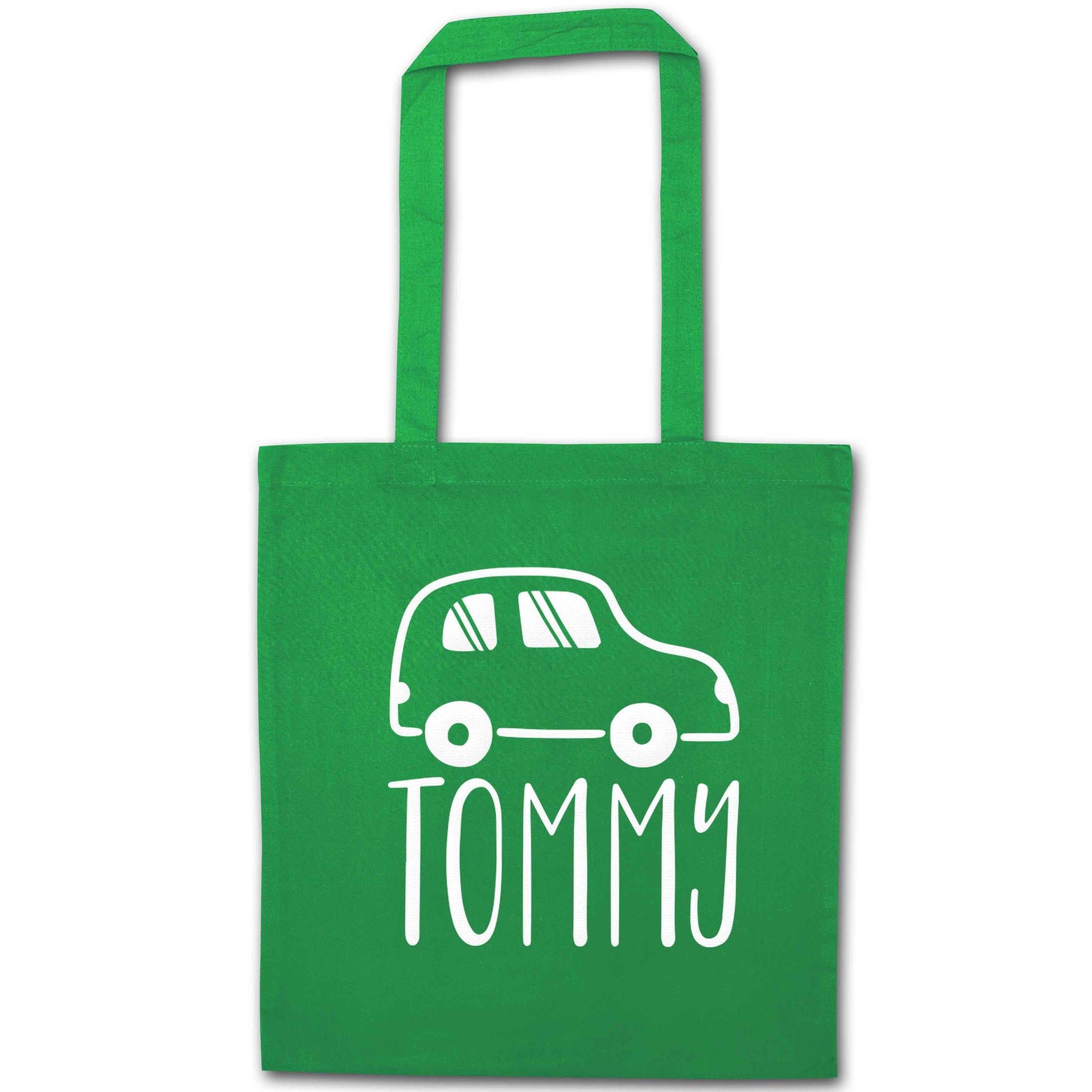 Personalised car any name here green tote bag