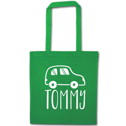 Personalised car any name here green tote bag