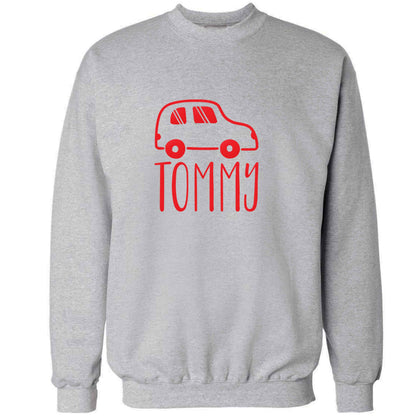 Personalised car any name here adult's unisex grey sweater 2XL