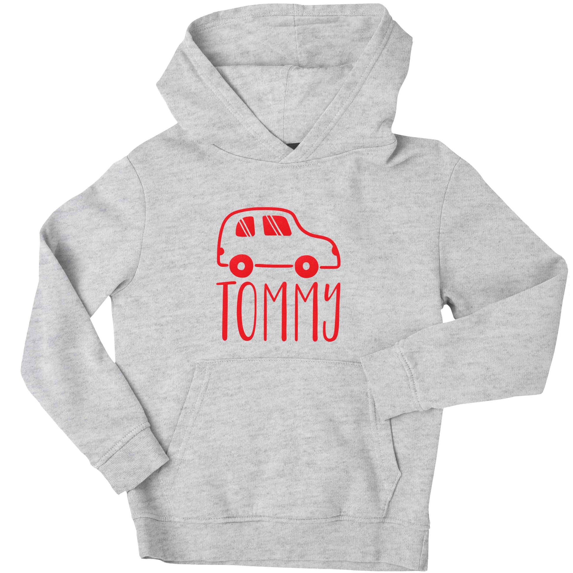 Personalised car any name here children's grey hoodie 12-13 Years