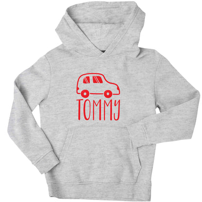 Personalised car any name here children's grey hoodie 12-13 Years