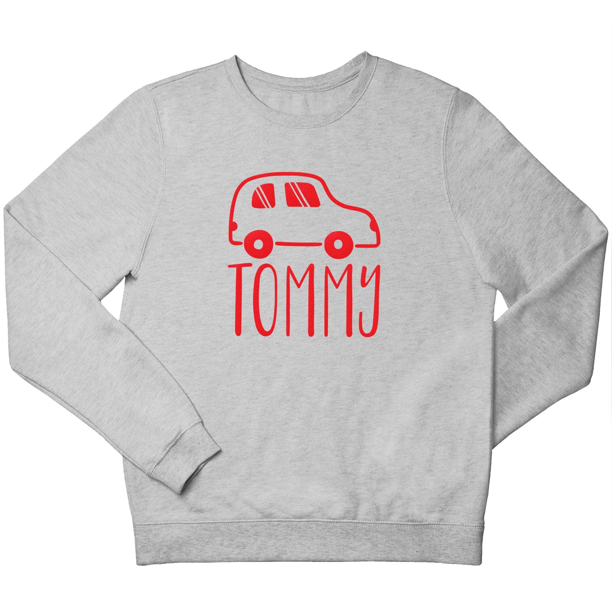 Personalised car any name here children's grey sweater 12-13 Years