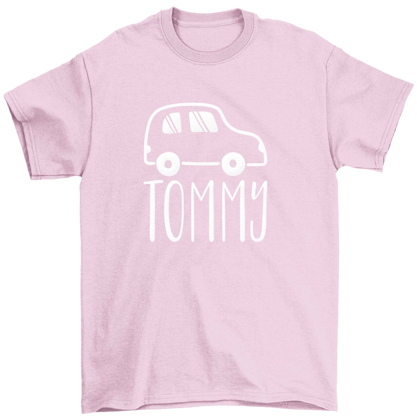 Personalised car any name here Children's light pink Tshirt 12-13 Years
