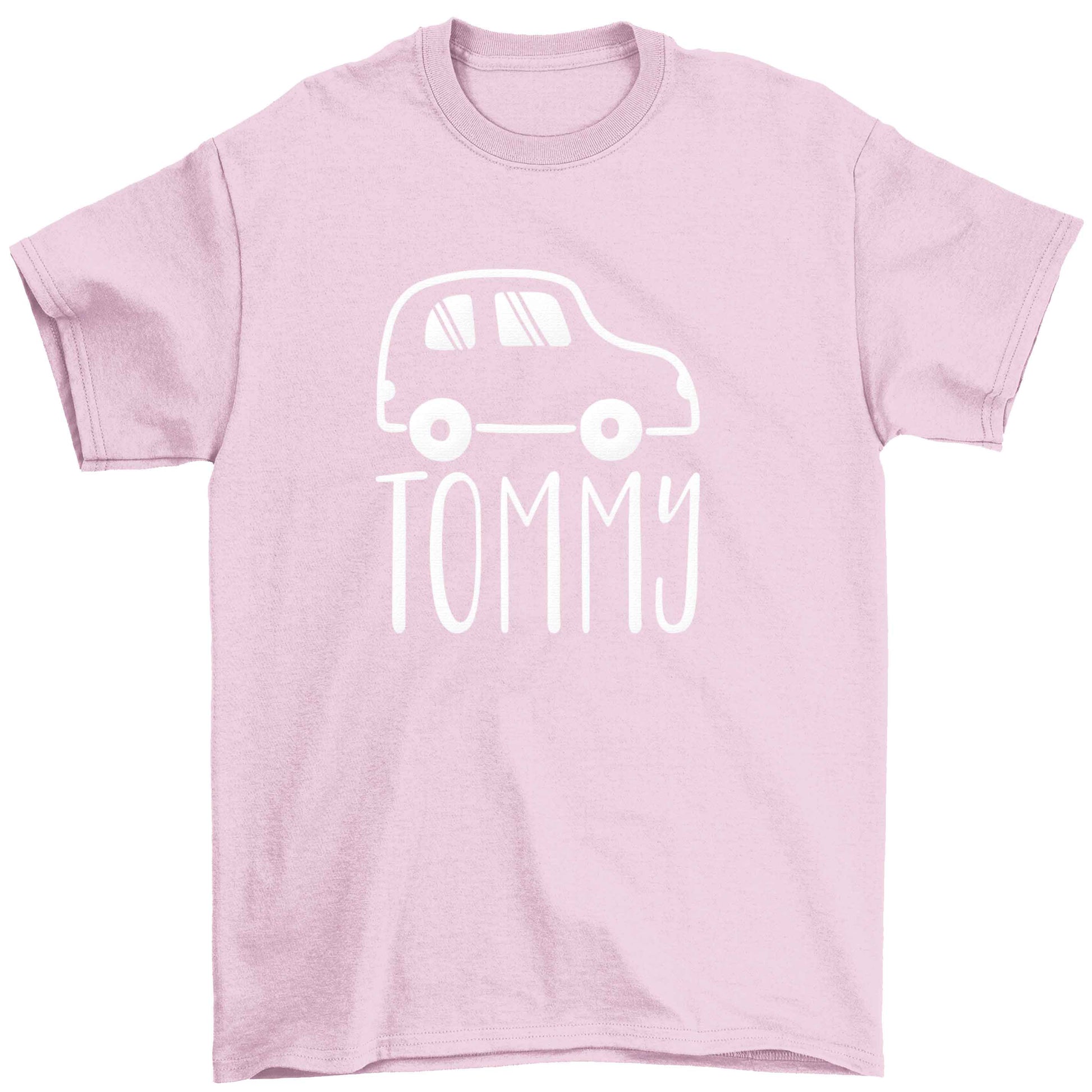 Personalised car any name here Children's light pink Tshirt 12-13 Years