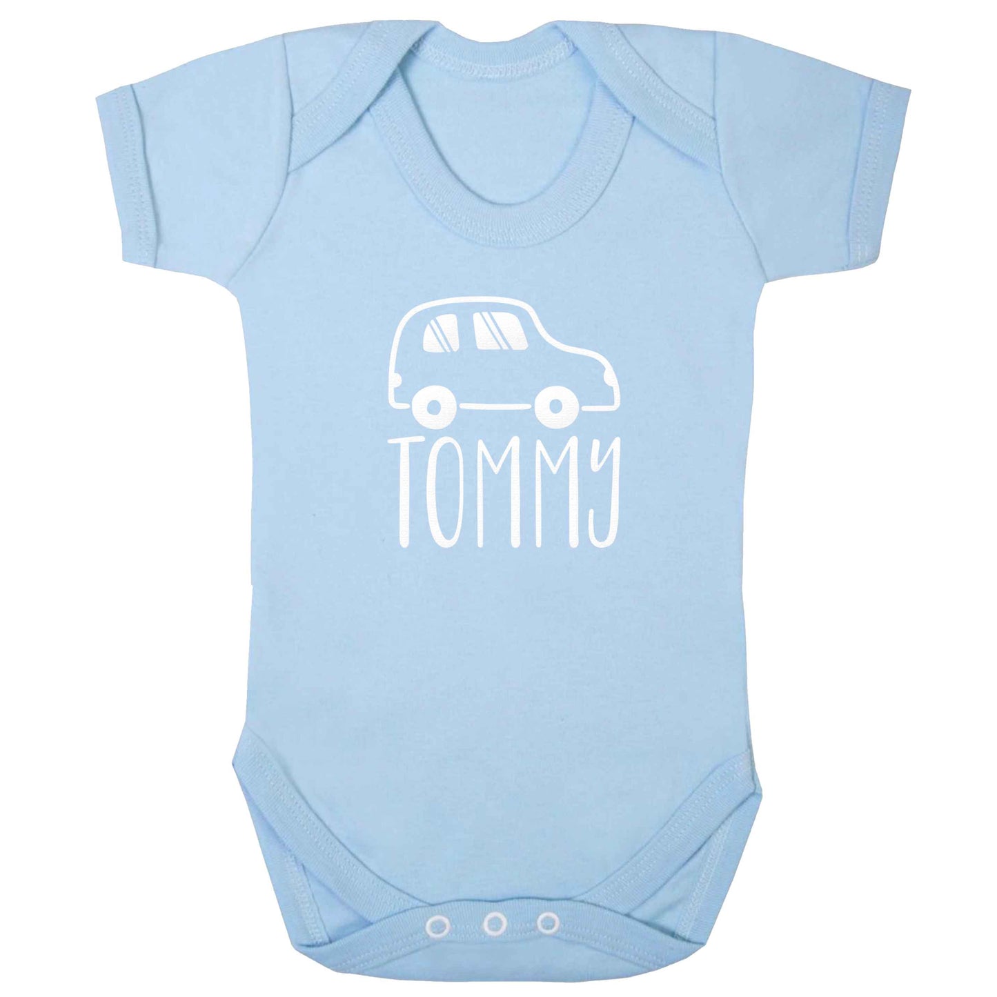 Personalised car any name here baby bodysuit pale blue 18-24 months