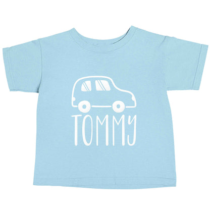 Personalised car any name here light blue baby toddler Tshirt 2 Years